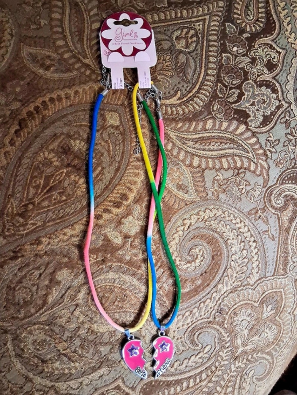 Girls Accessories 2 Best Friend Necklaces Pink & Purple